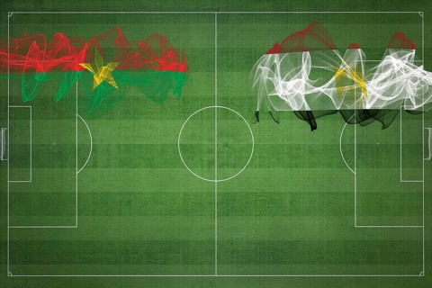 Burkina Faso vs Egypt Soccer Match, national colors, national flags, soccer field, football game,