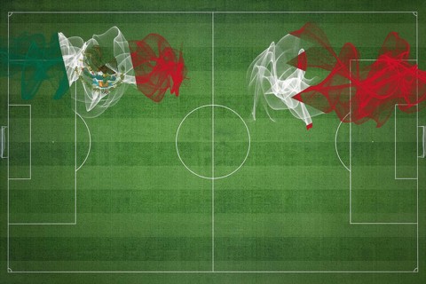 Mexico vs Bahrain Soccer Match, national colors, national flags, soccer field, football game,