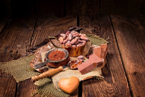 Chocolate cocoa and cocoa beans
