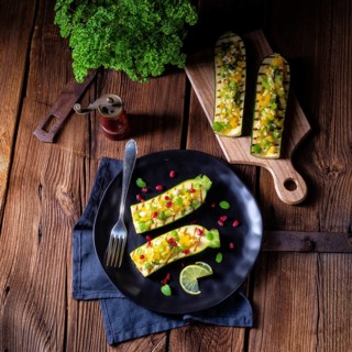 Grilled zucchini stuffed with sheep's cheese and paprika