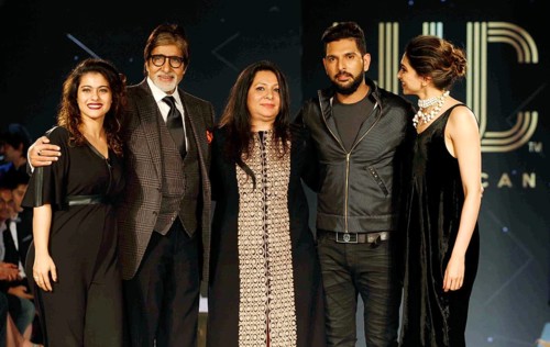 Indian cricket player Yuvraj Singh Bollywood actors Kajol Amitabh Bachchan Shabnam Singh Deepika