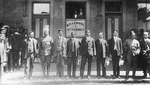 Gandhiji with his colleagues outside his office in Johannesburg, South Africa, Africa