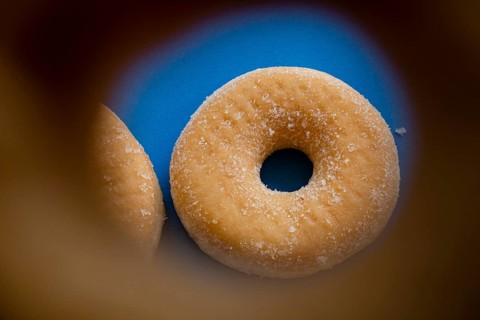 Doughnuts on blue background