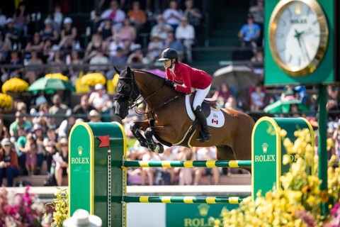 Tiffany Foster of Canada and riding Figor compete in the first round of the 1.60m CPKC