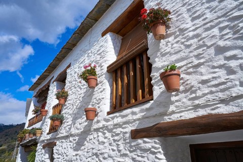 Alpujarras street in Granada at Pampaneira village of Andalusia Spain
