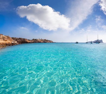 Ibiza Cala Comte Conta beach in Sant Josep of Balearic Islands