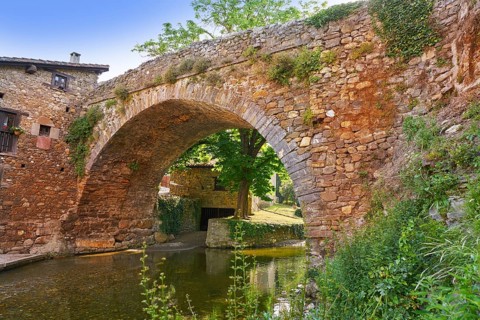 Potes river Quiviesa Deva a Cantabria village of Spain