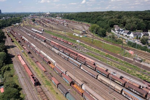 The marshalling yard and passenger station in the city of Oberhausen, North Rhine-Westphalia is one