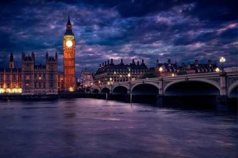 Big Ben Clock Tower London at Thames River England