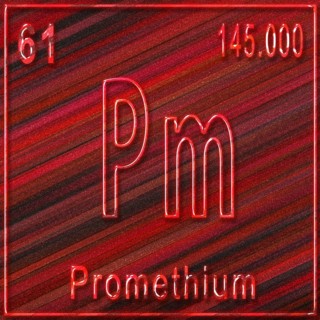 Promethium chemical element, Sign with atomic number and atomic weight, Periodic Table Element