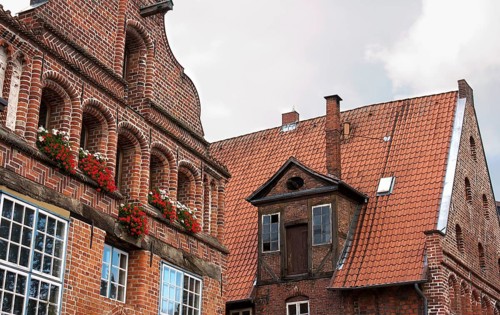 The Hanseatic city of Lüneburg, made rich by its salt, blends brick Gothic with brick Renaissance.