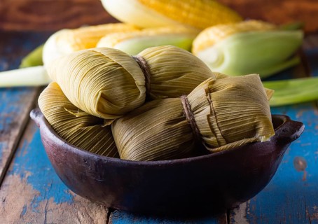 Food, Latin American food. Traditional homemade humitas of corn and leaves