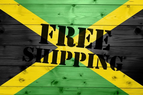 Jamaica flag, Free Shipping on wooden transport box with flag Logistics Concept