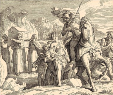 Crossing the Jordan, Old Testament, by Julius Schnorr von Carolsfeld, 1860