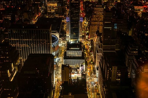 Night view from the Empire State Building. Shooting Location: New York, Manhattan