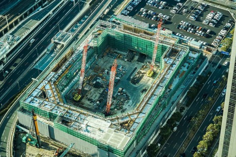 Construction site of the Yokohama Minato Mirai. Shooting Location: Yokohama-city kanagawa