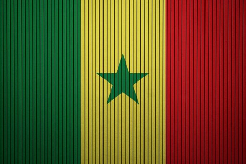 Senegal Flag painted on the cracked grunge concrete wall