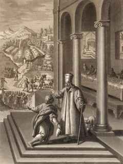 The Parable of the Great Banquet, New Testament, steel engraving 1853, digitally restored