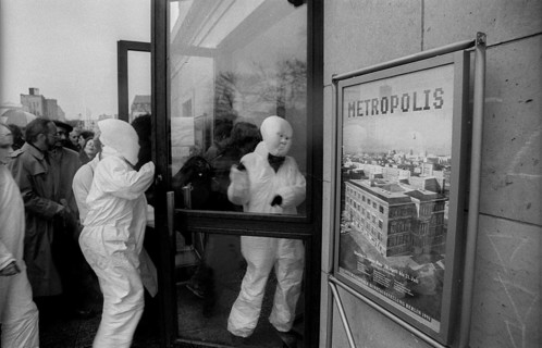 Germany, Berlin, 19.04.1991, student performance in protest against the closure of the art academy