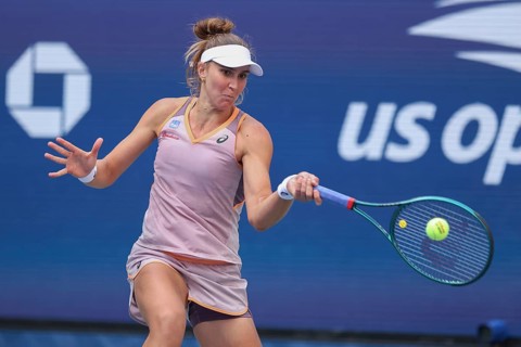 Tennis player Beatriz Haddad Maia of Brazil in action at the US Open 2024 Championships, Billie