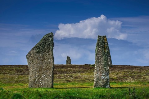 Neolithic stone circle, partial view, Ring of Brodgar, Mainland, Orkney Islands, Scotland, Great