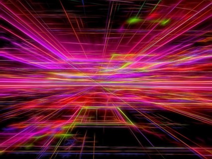 Abstract bright background - computer-generated image. Fractal geometry: chaos, neon glowing lines