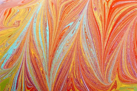 Beautiful abstract art of Ebru marbling painting techniques on water with acrylic paints