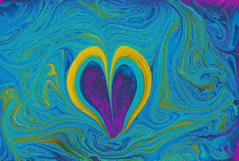 Beautiful abstract art of Ebru marbling painting techniques on water with paints