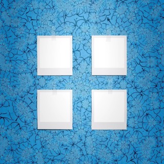 An illustration of 4 photo frames on a wall