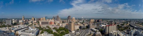 Aerial View of the city of San Antonio. The city is the seventh-most populous in the United States,