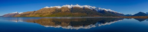 Reflection of snow mountains on Lake Wakatipu, Glenorchy