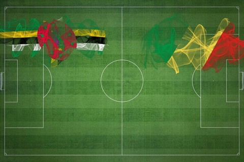 Dominica vs Congo Soccer Match, national colors, national flags, soccer field, football game,