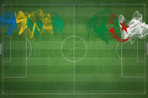 Saint Vincent and the Grenadines vs Algeria Soccer Match, national colors, national flags, soccer