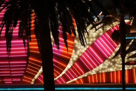 Las Vegas, United States - December 23, 2015: A striking abstract detail of the Flamingo luxury