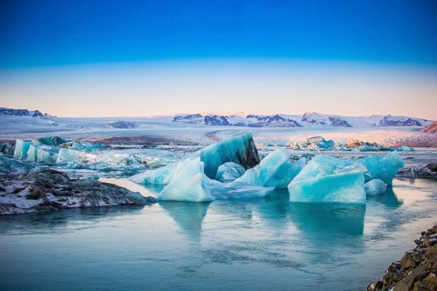 Ice and Icebergs at Glacier Lagoon Jökulsarlon, Iceland, Europe