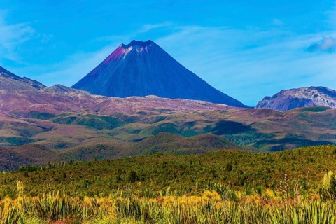 Ngauruhoe - the youngest active volcano, perfectly regular cone-shaped. Magnificent volcanic massif