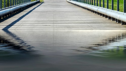 Bridge over a river - Elbtalaue National Park on the Elbe