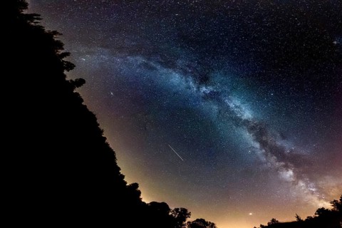 Constellation of the Milky Way as seen from Earth. Jura, France, Europe