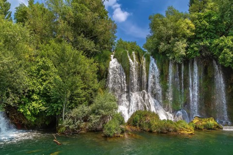 Roski slap is big waterfall in Krka national park, Croatia, Europe