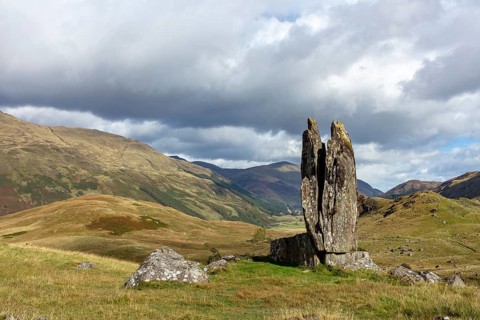 Fionn's Rock, also Praying Hands of Mary, according to legend split by Celt Fingal, also Fionn mac