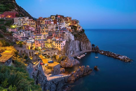 View of Manarola village, Cinque Terre, Italy, Europe