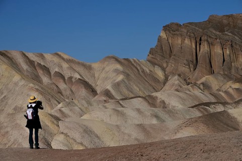 Hikers at Zabriskie Point in Death Valley National Park, California, USA, North America