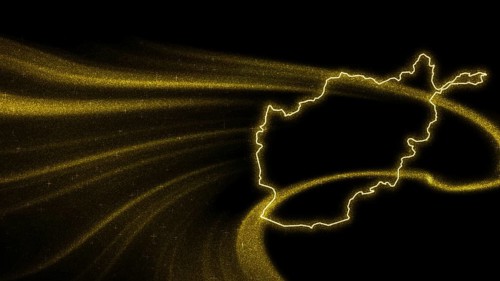 Map of Afghanistan, Gold glitter map on dark background