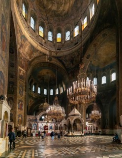 Sofia, Bulgaria, 30 October, 2022: interior view of the main hall of the Alexander Nevsky
