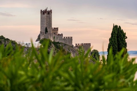 Panoramic view of Scaliger Castle near Malcesine in Italy
