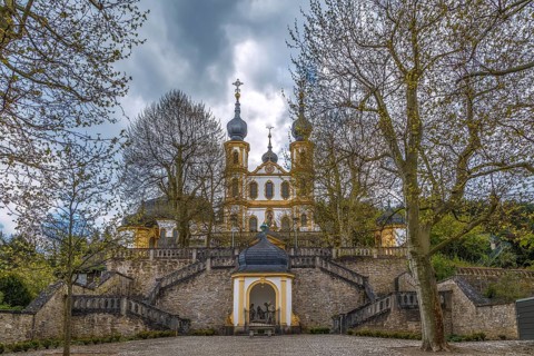 Kappele (pilgrimage church) with stairs, Würzburg, Germany, Europe