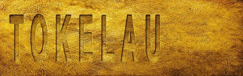Tokelau Map and Text on Grunge Gold Texture