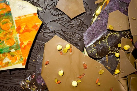 Handmade and painted chocolate. Brown milky and dark chocolade. Extremely tasty and delicious