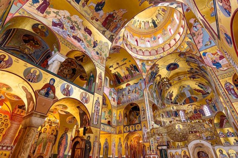 Interior of Cathedral of the Resurrection of Christ in Podgorica, Montenegro, Europe