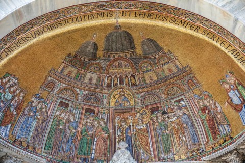 St Mark's Basilica, lunette of the portal of St Alypius with the mosaic translation of the body of
